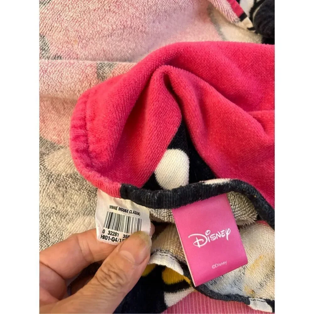 Disney Minnie hooded towel toddler pink black 100‎ cotton